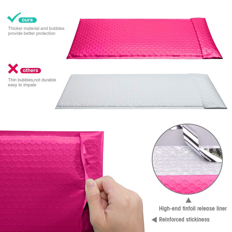 GSSUSA Pink Poly Bubble Mailers 8.5x12 Self-Seal Packaging Bags, Small Business Supplies, Padded Envelopes, Shipping mailer, Mailing Bags, Packaging for Small Business, Pink Bubble Mailer, 25 Pack - Image 4